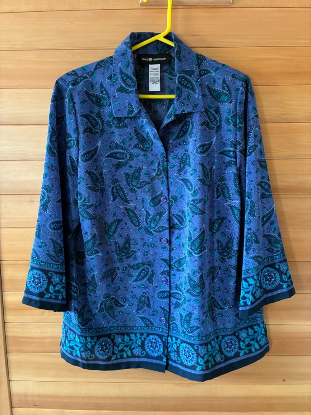 Sag Harbor Blue Paisley Button-Front Women's Top Sz.M (12)